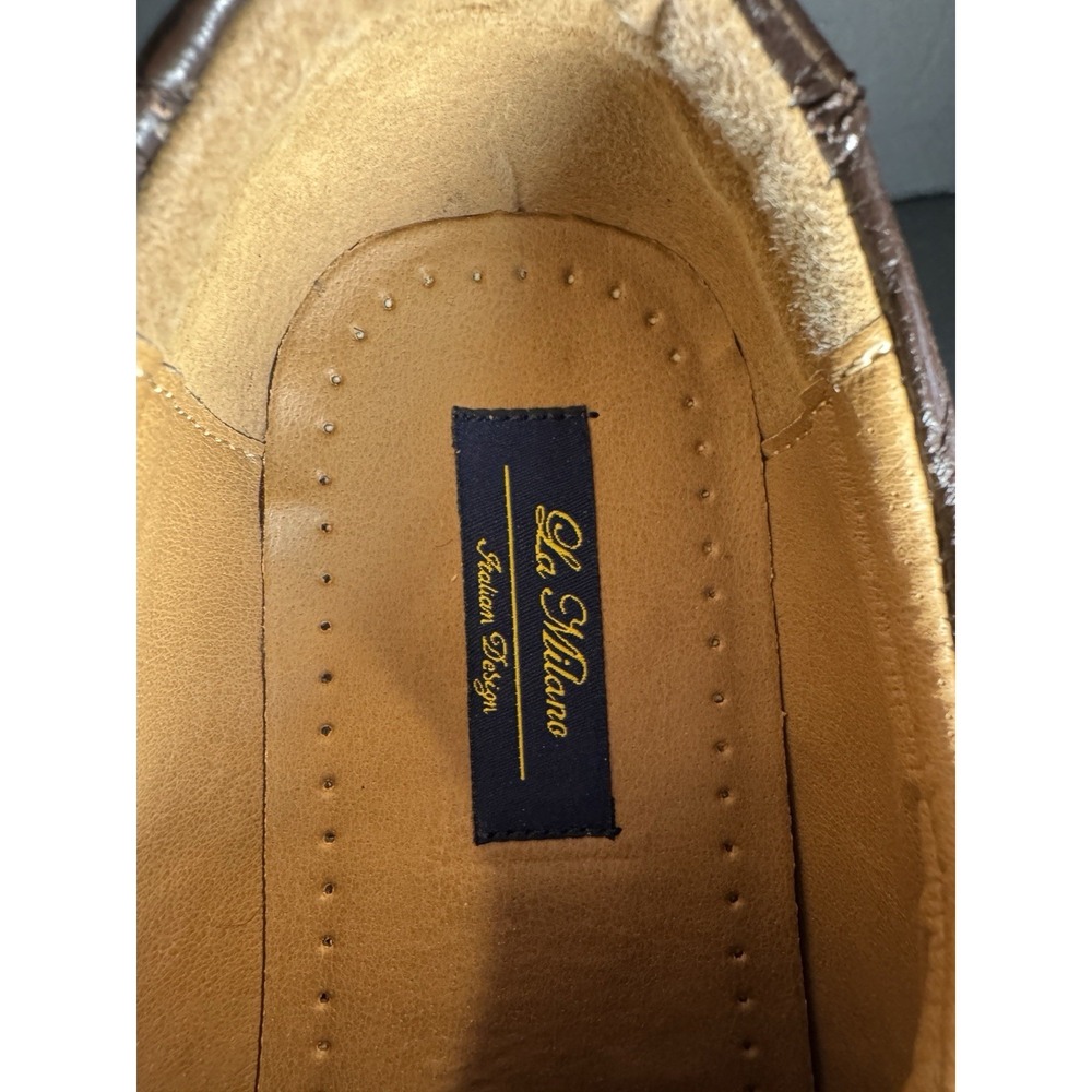 Men's Size 11 La Milano A1052 Leather Slip On Loafers Dress Shoes Brown Clean - Picture 7 of 8